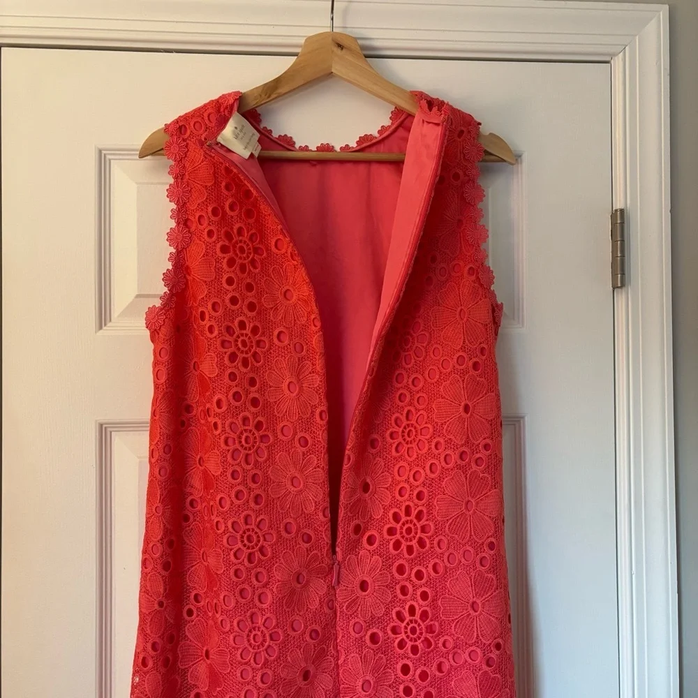 Kate Spade Shore Thing Lace Shift Dress Sleeveless Coral Peach Sherbet 8 Spring - Picture 9 of 11